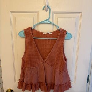 Altar'd State Terracotta Ruffle Tank Top